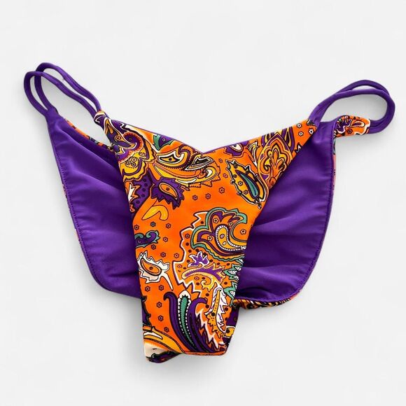 skimpy swimwear Boho Paisley Bikini Set | Orange + Purple Y2K Festival small - Picture 5 of 8